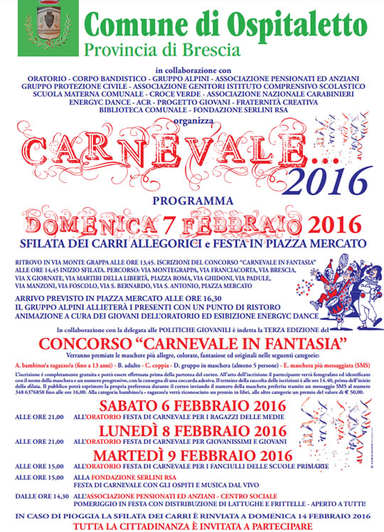 Carnevale 2016 a Ospitaletto