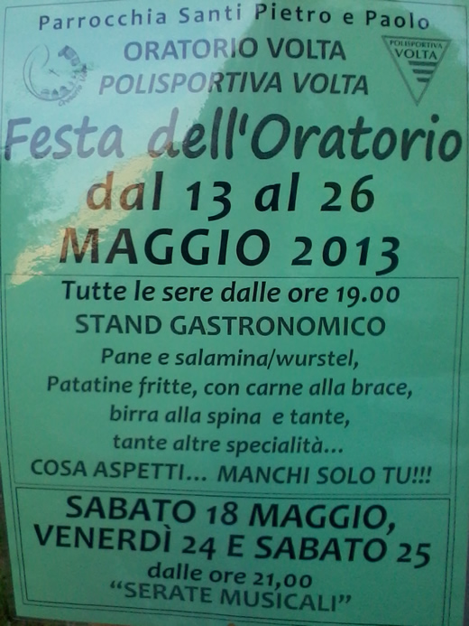 festa dell'oratorio della Volta