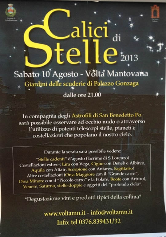 calici sotto le stelle a Volta Mantovana