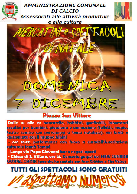 Mercatini e Spettacoli di Natale a Calcio (BG)
