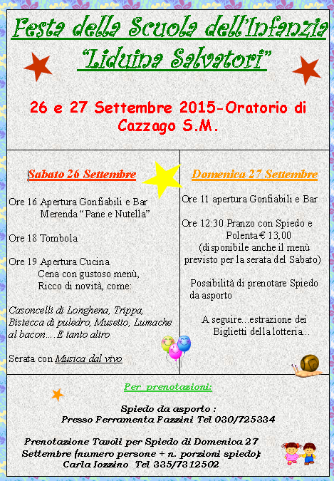 Festa della Scuola dell'Infanzia a Cazzago San Martino