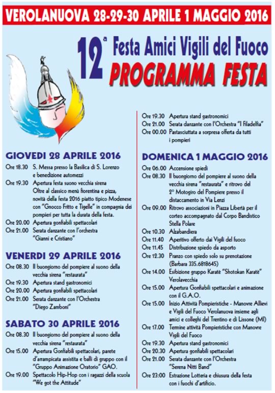 12° Festa Amici dei Vigili del Fuoco a Verolanuova