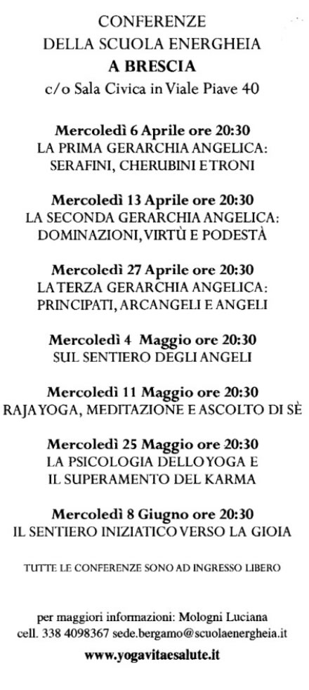 Conferenze della Scuola Energheia a Botticino 