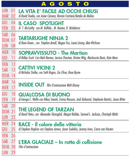 cinema aperto a Rezzato 2016