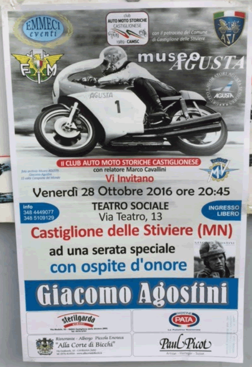 Serata con Giacomo Agostini a Castiglione delle Stiviere MN