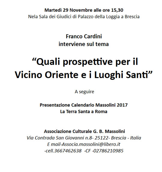 Quali Prospettive per il Vicino Oriente e i Luoghi Santi a Padernello