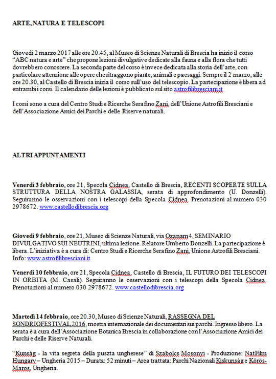Appuntamenti con la Scienza