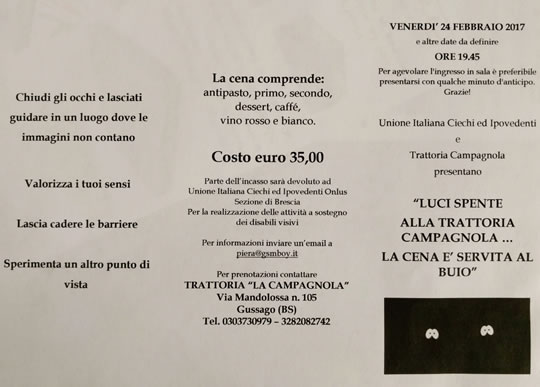 Cena al Buio a Gussago