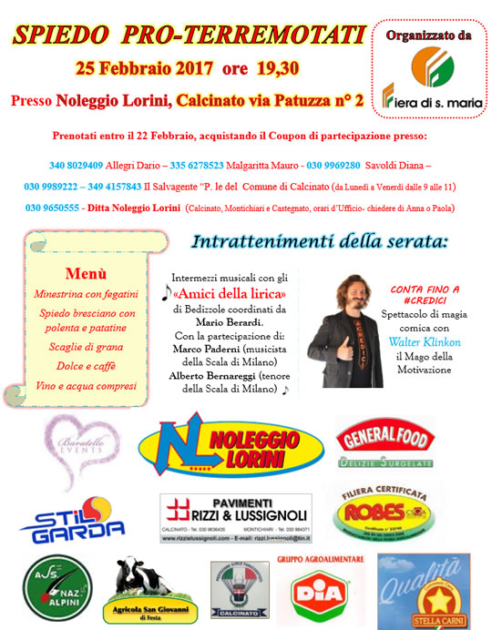 Spiedo Pro Terremotati Calcinato