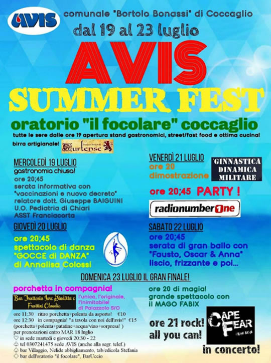Avis Summer Fest a Coccaglio 