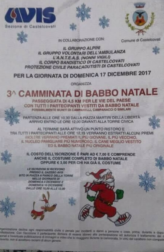3° Camminata di Babbo Natale a Castelcovati