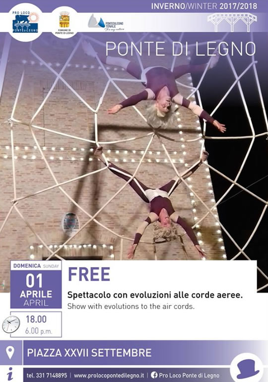 Spettacolo di evoluzioni alle corde aeree a Ponte di Legno