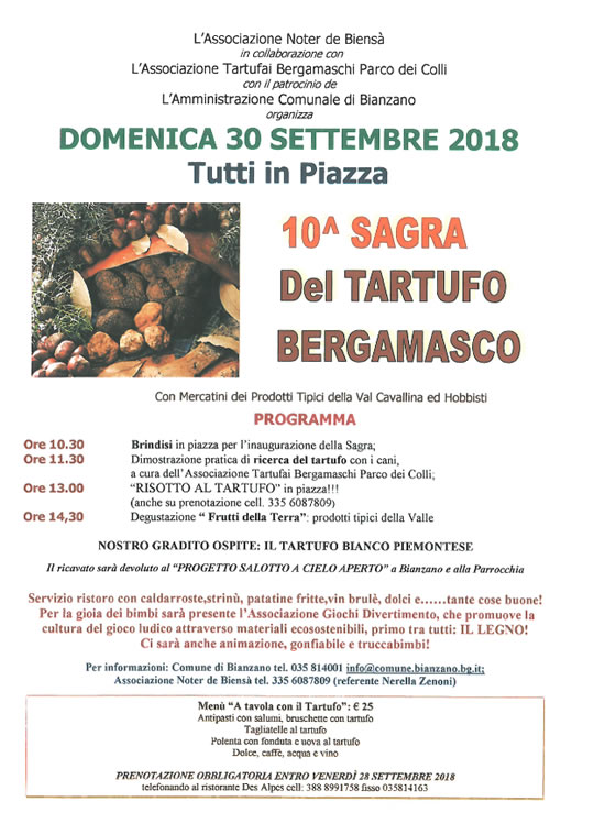 Sagra del Tartufo Bergamasco a Bianzano BG
