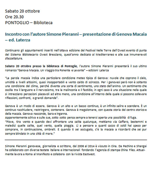 Presentazione di Genova Macaia a Pontoglio