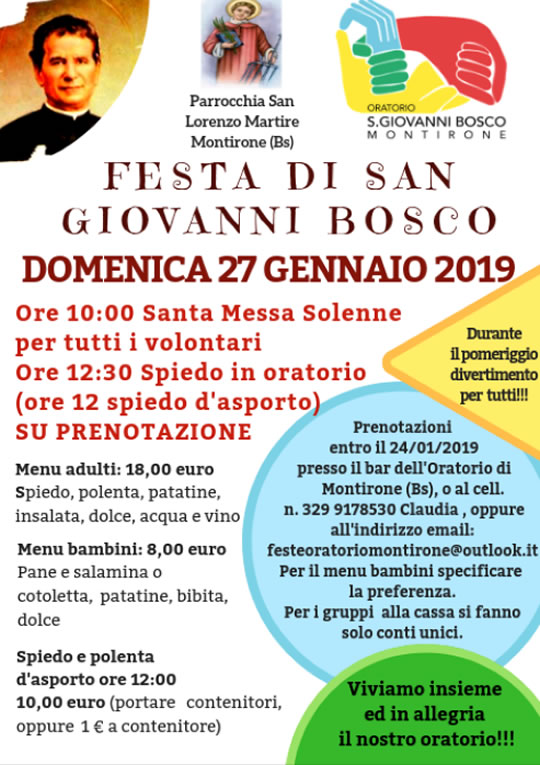Festa di San Giovanni Bosco a Montirone 