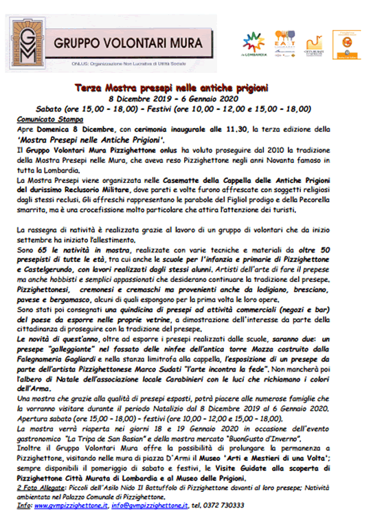 Mostra Presepi nelle Antiche Prigioni a Pizzighettone