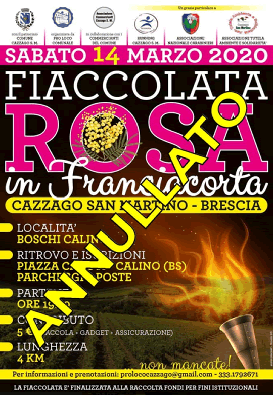 Fiaccolata Rosa in Franciacorta a Cazzago San Martino