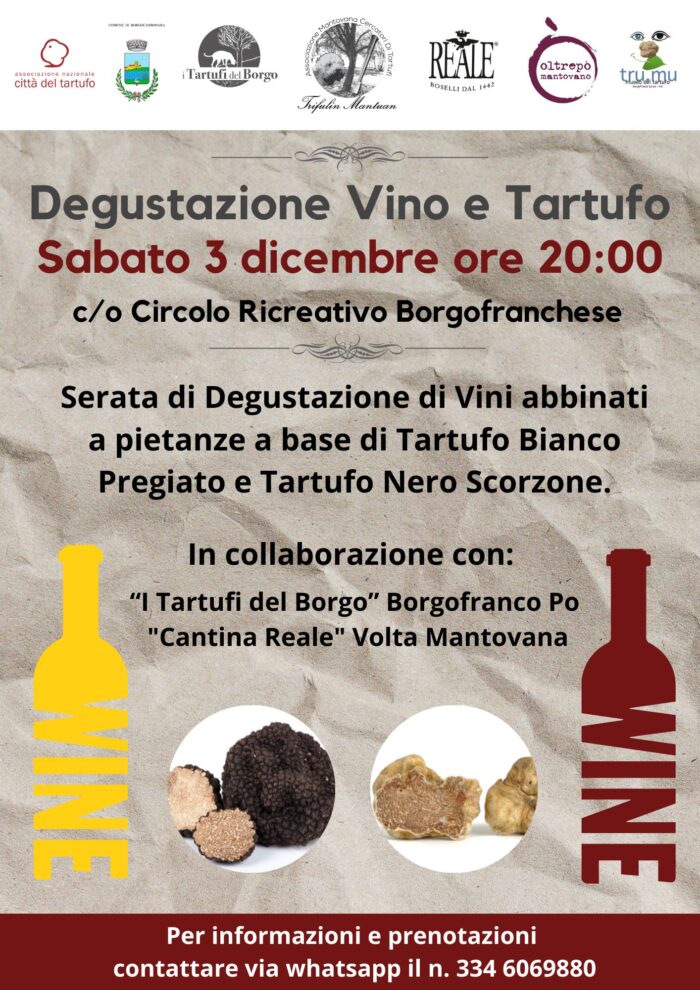 Degustazione vino e tartufo – sabato 3 dicembre ore 20,00
