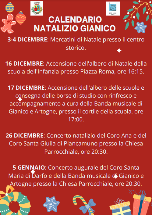 Calendario natalizio a Gianico
