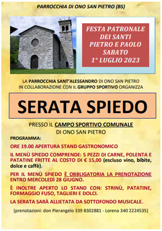 Serata Spiedo - Ono San Pietro