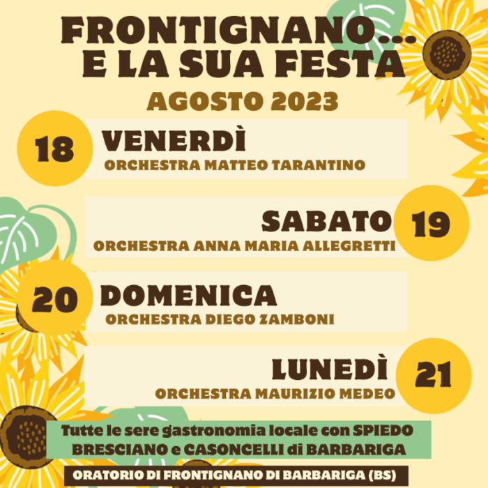 Frontignano e la sua Festa (Barbariga) - Programma