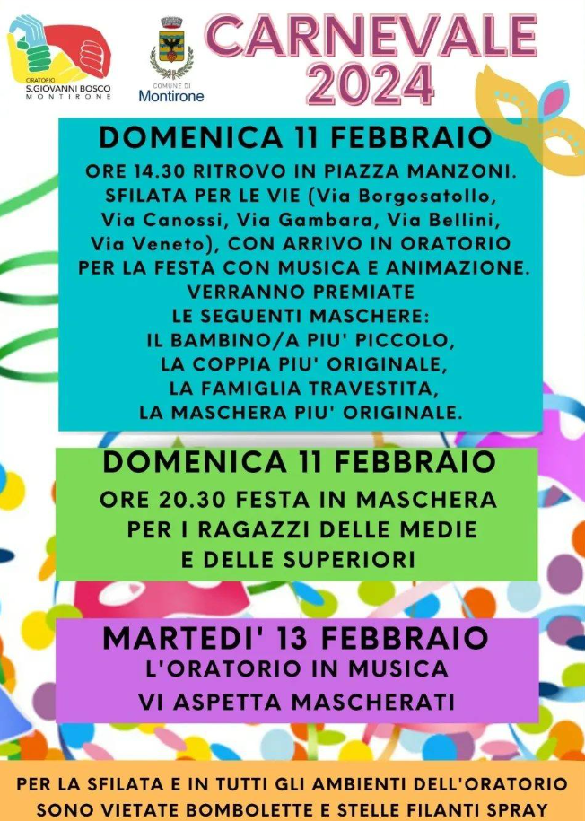 Carnevale a Montirone - programma