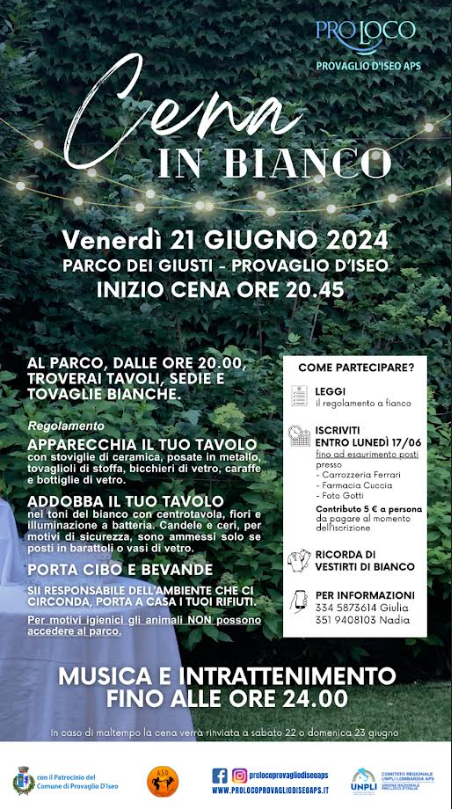 Cena in bianco - Provaglio d'iseo