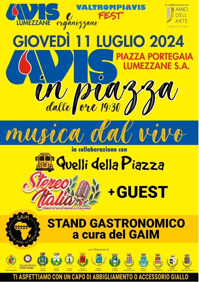 Avis in piazza a Marcheno