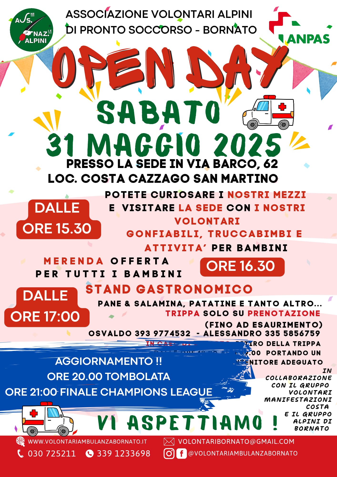 Locandina Open Day Associazione Volontari Alpini Di Pronto Soccorso