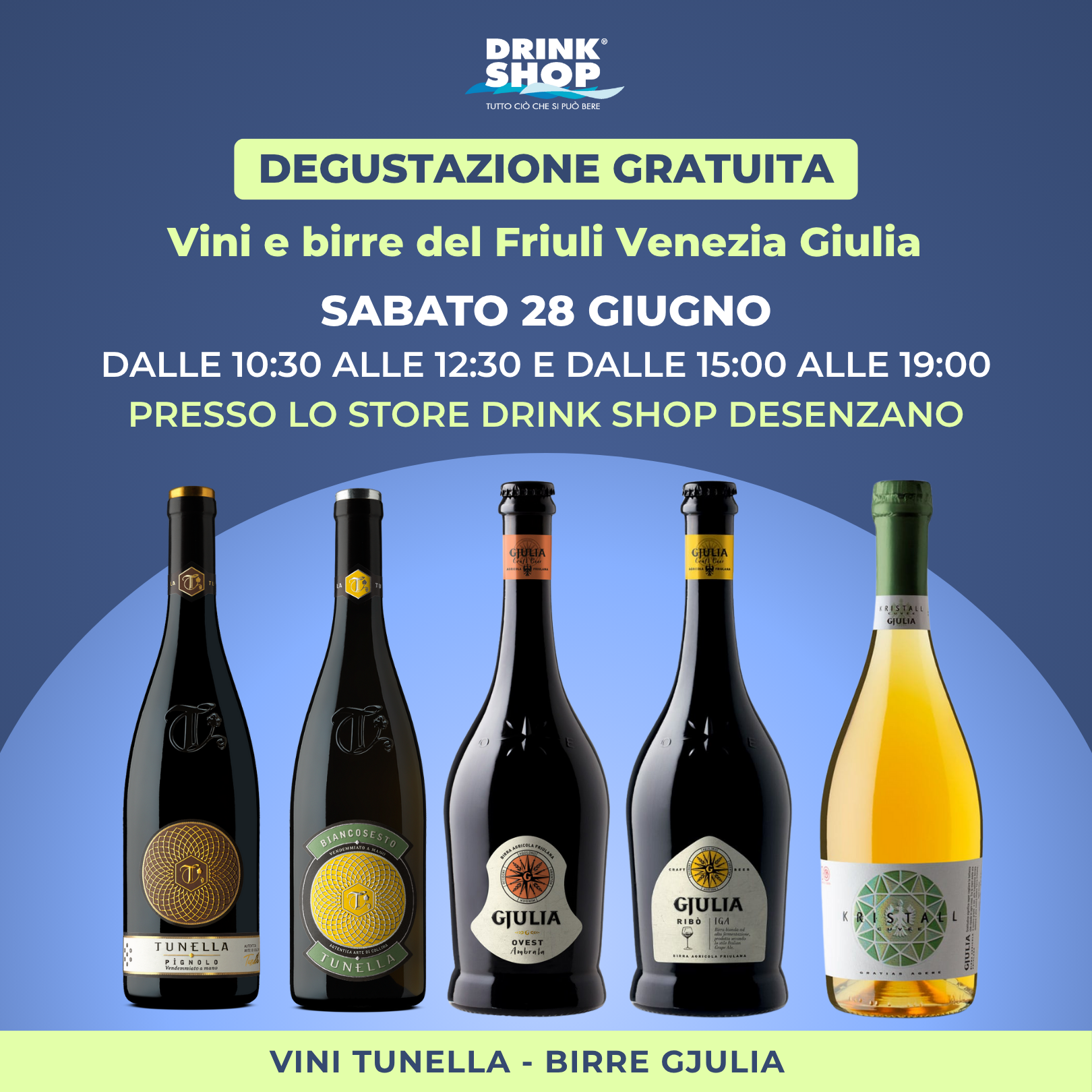 Locandina Degustazione gratuita vini e birre del Friuli Venezia Giulia
