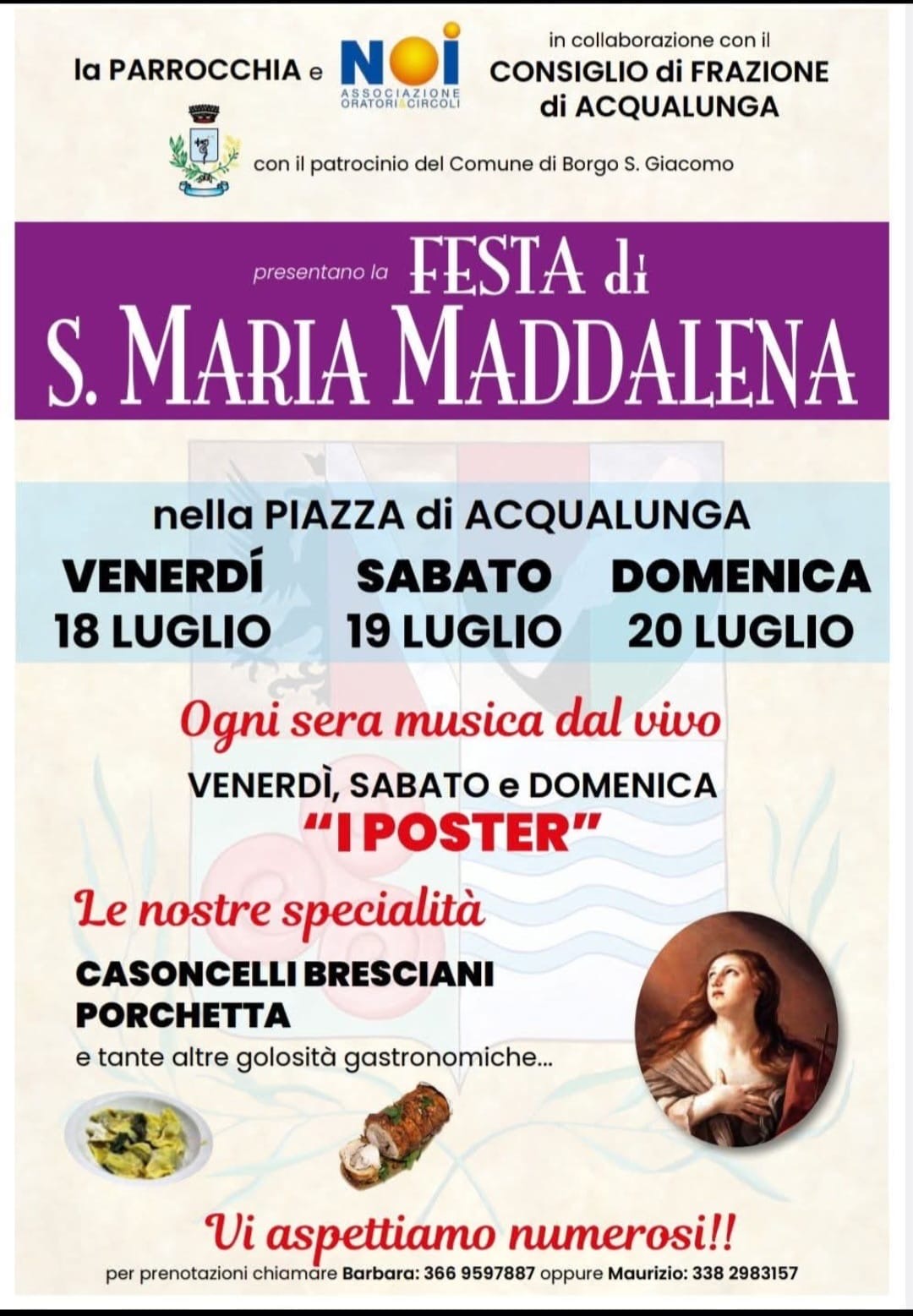 Locandina Festa di S.Maria Maddalena