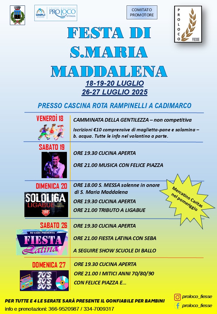 Locandina Festa di S.Maria Maddalena