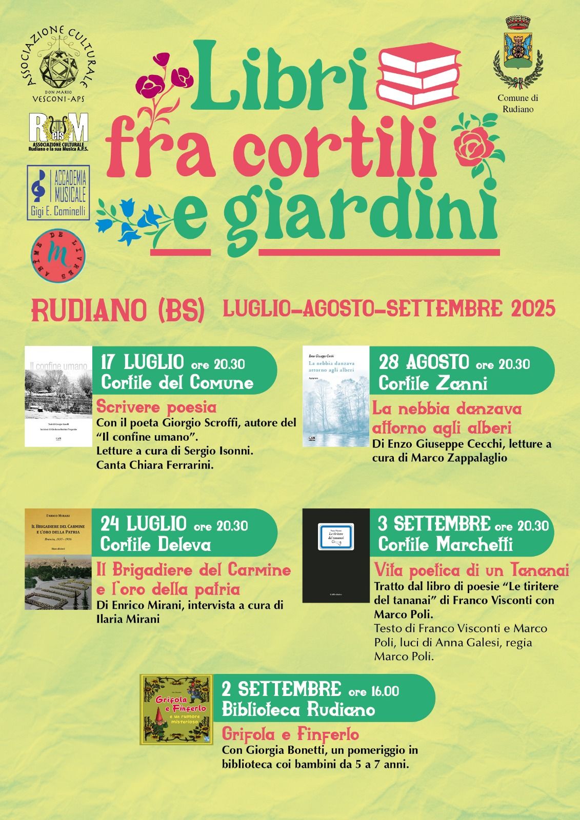 Locandina Libri fra cortili e giardini