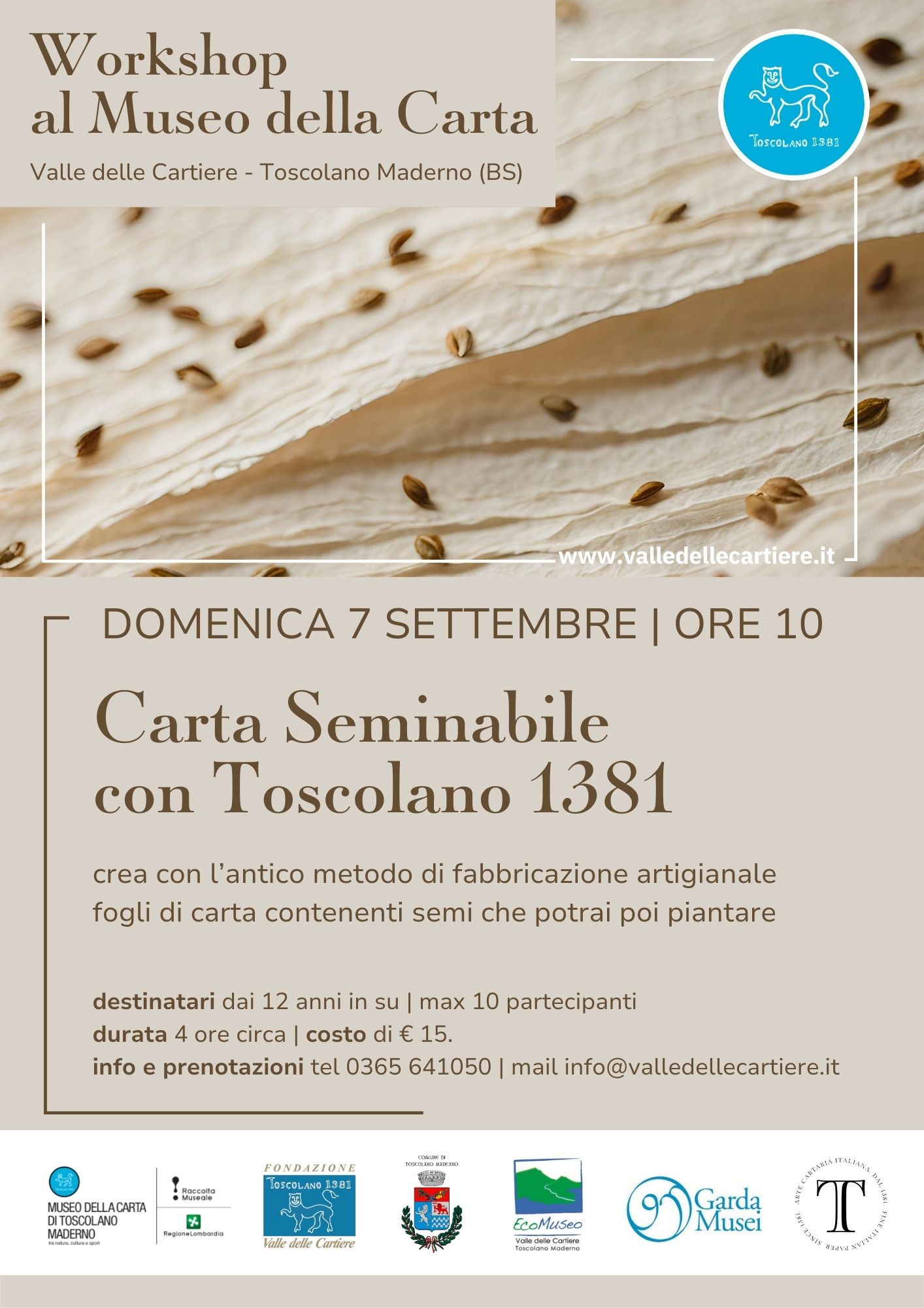Locandina ​Workshop - Carta seminabile con Toscolano 1381