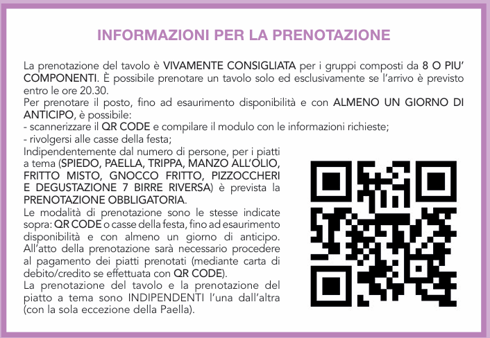 PRENOTAZIONE MENù
