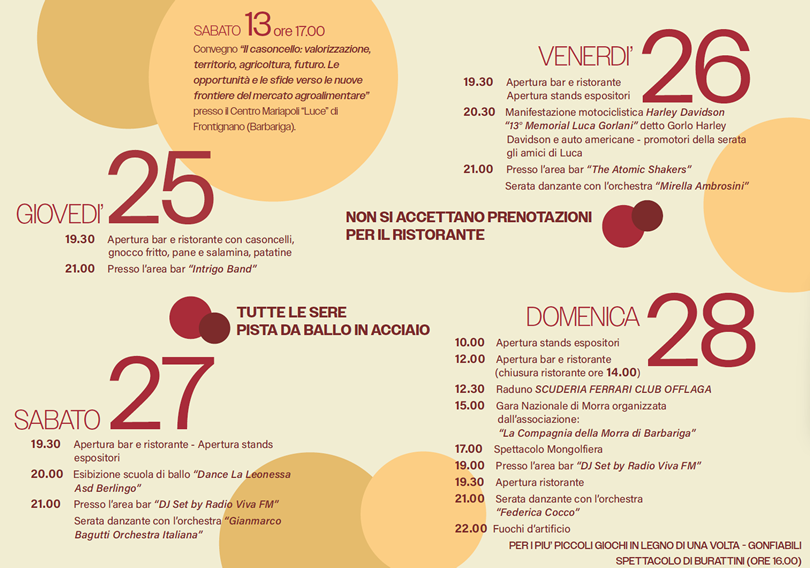Fiera del casoncello De.Co. di Barbariga - programma