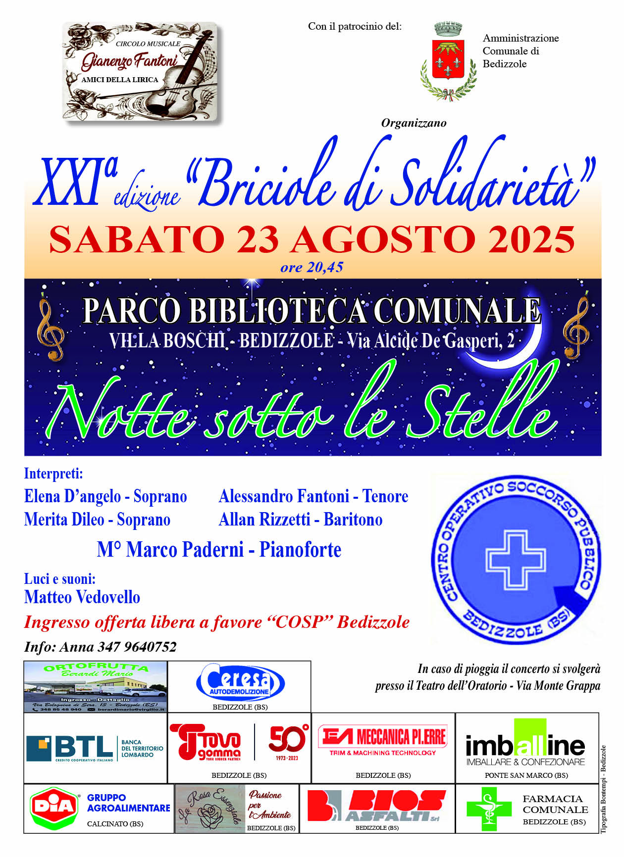 Locandina Notte Sotto Le Stelle
