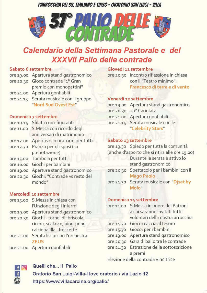 2 Programma Palio delle Contrade di Villacarcina 2025