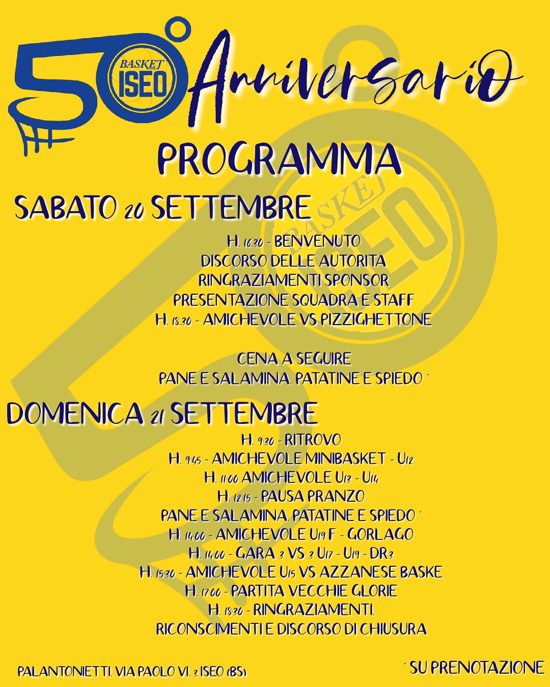 Locandina Festa 50 anni Basket Iseo