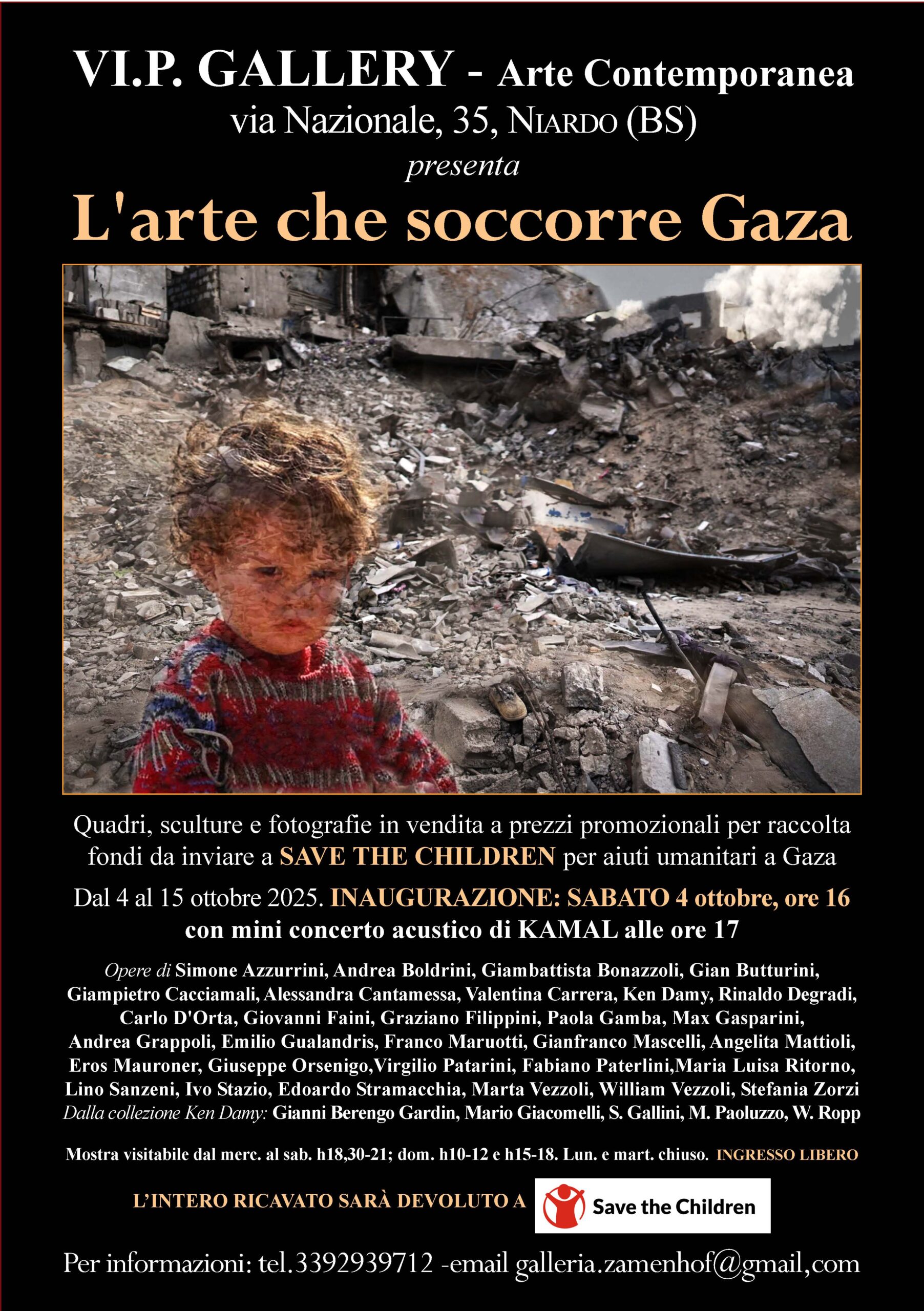 Locandina L'arte che soccorre Gaza