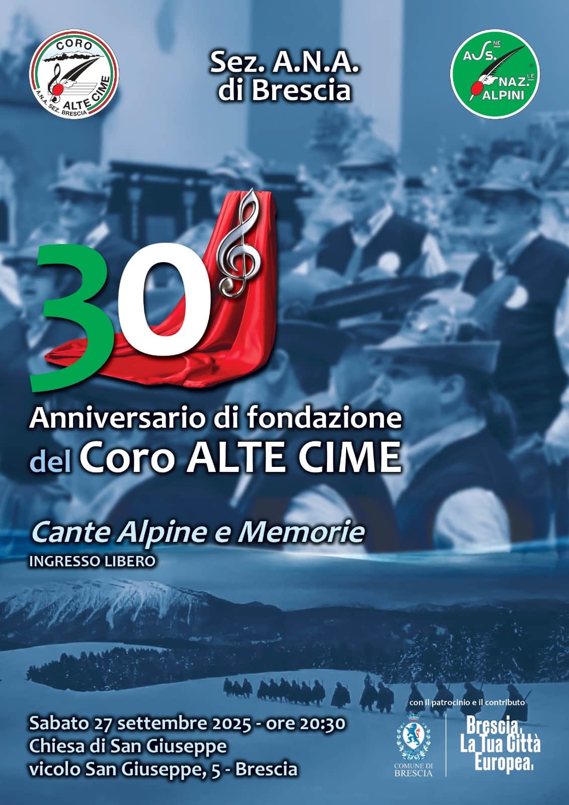 Locandina Anniversario coro sezionale Alte Cime