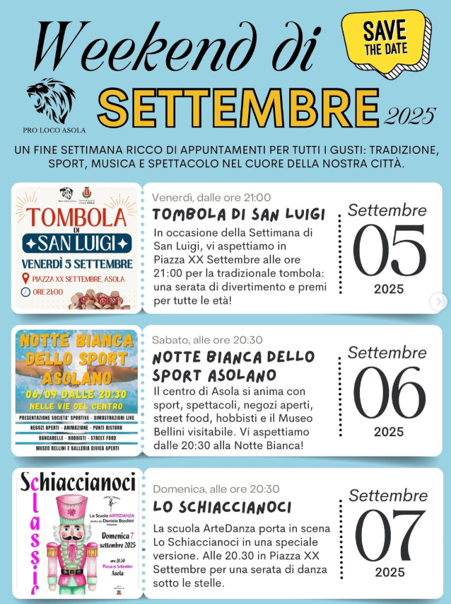 Locandina Weekend di Settembre ad Asola (MN)