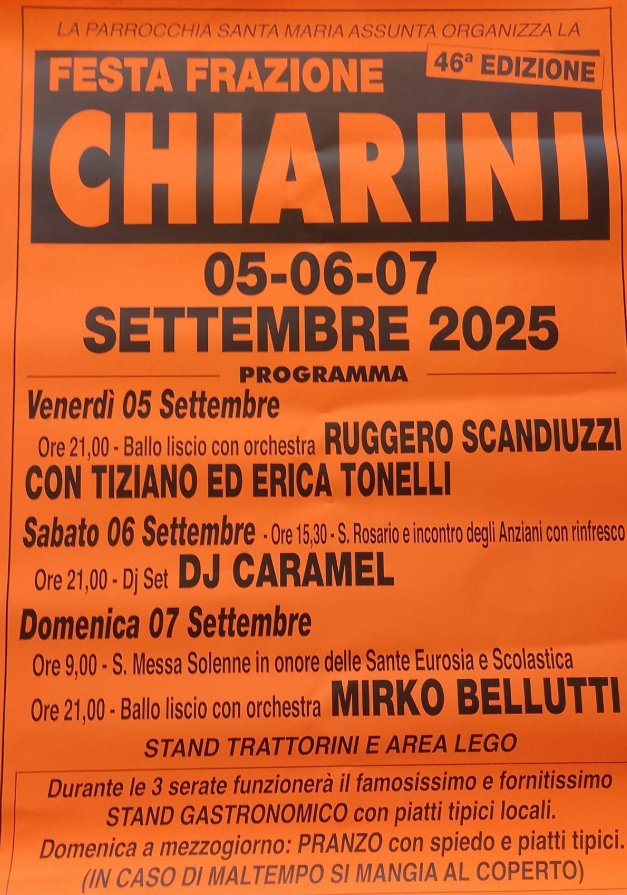 Locandina Festa Frazioni Chiarini