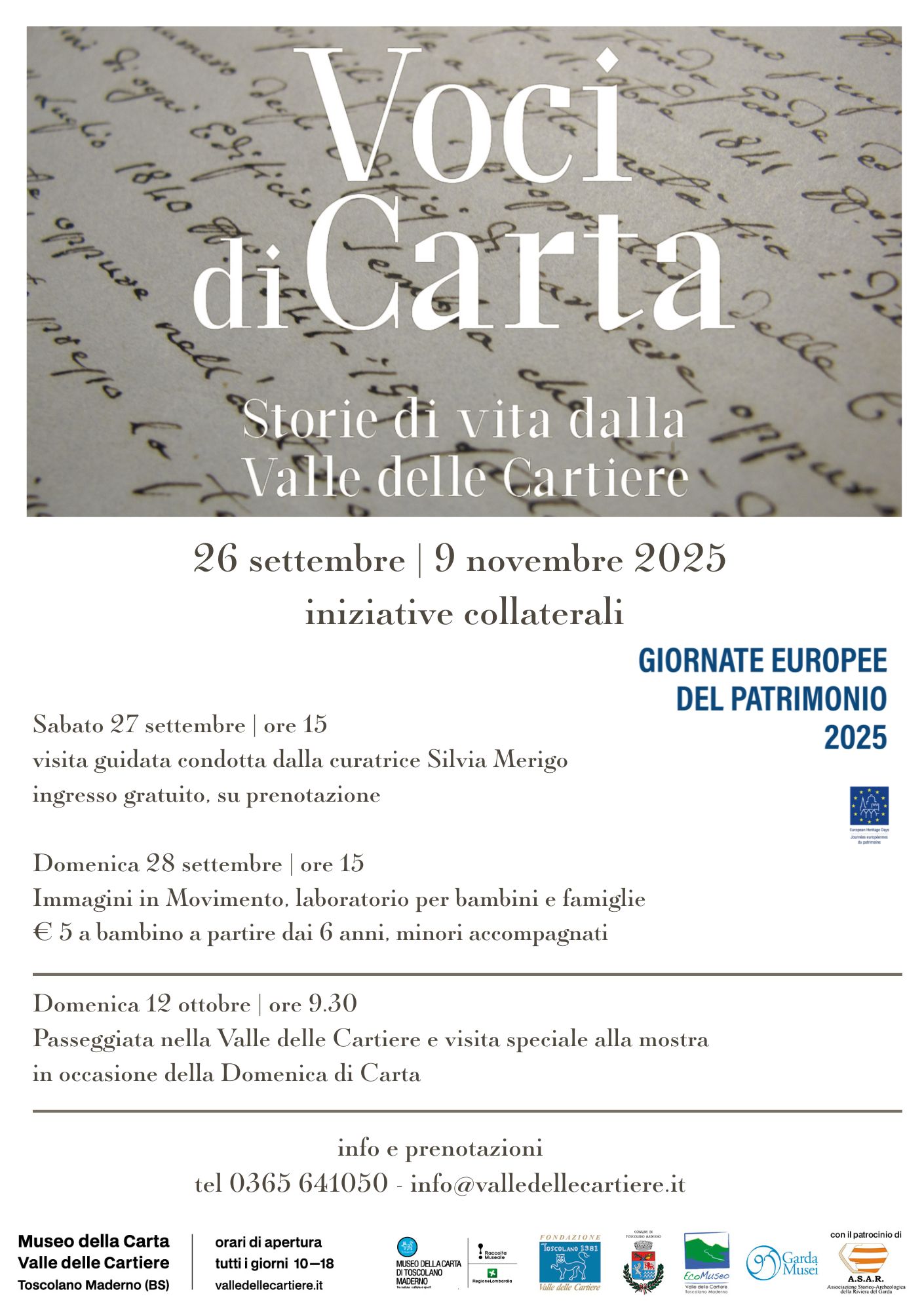 Locandina Voci di Carta - Giornate Europee del Patrimonio