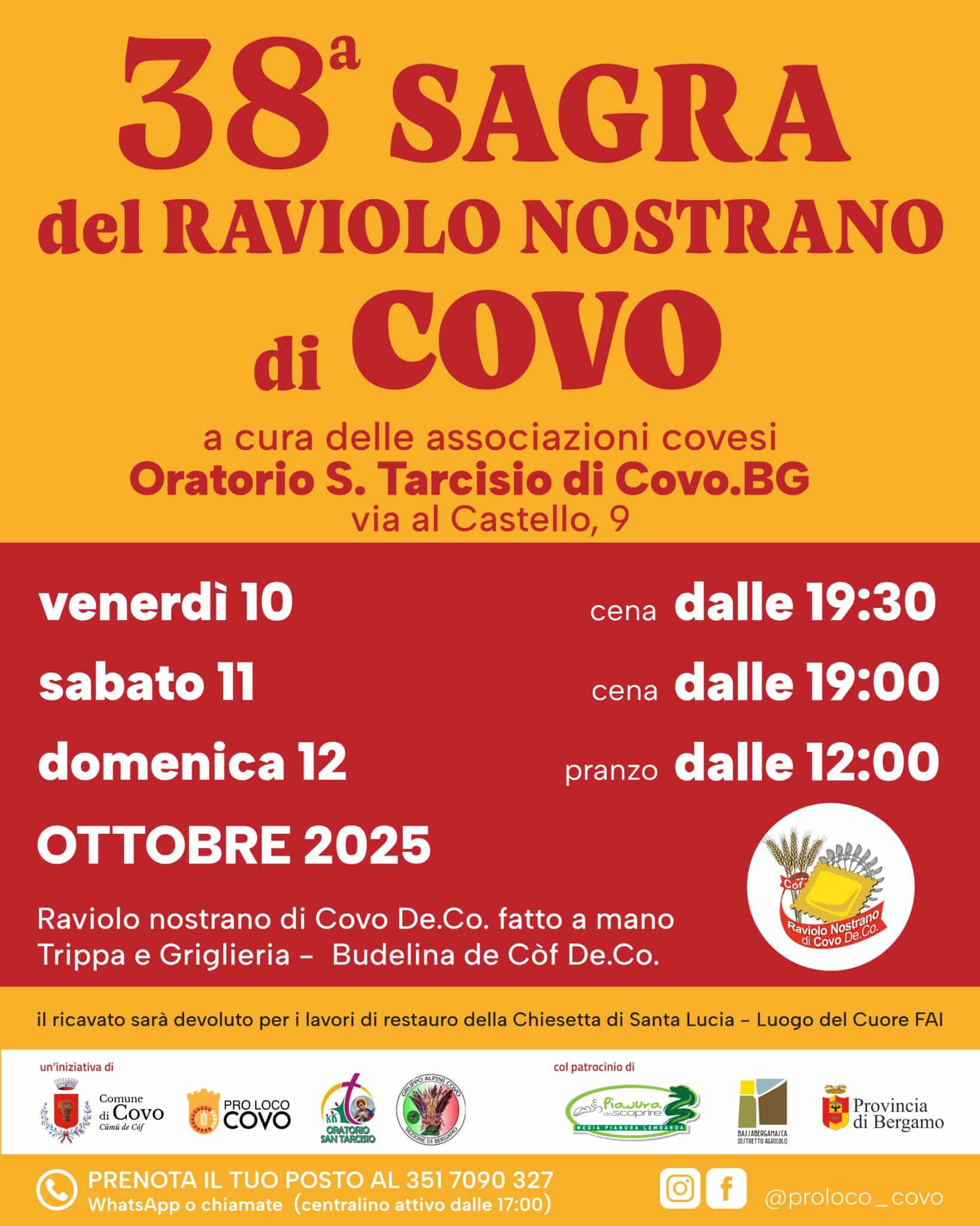 Locandina Sagra del Raviolo Nostrano di Covo