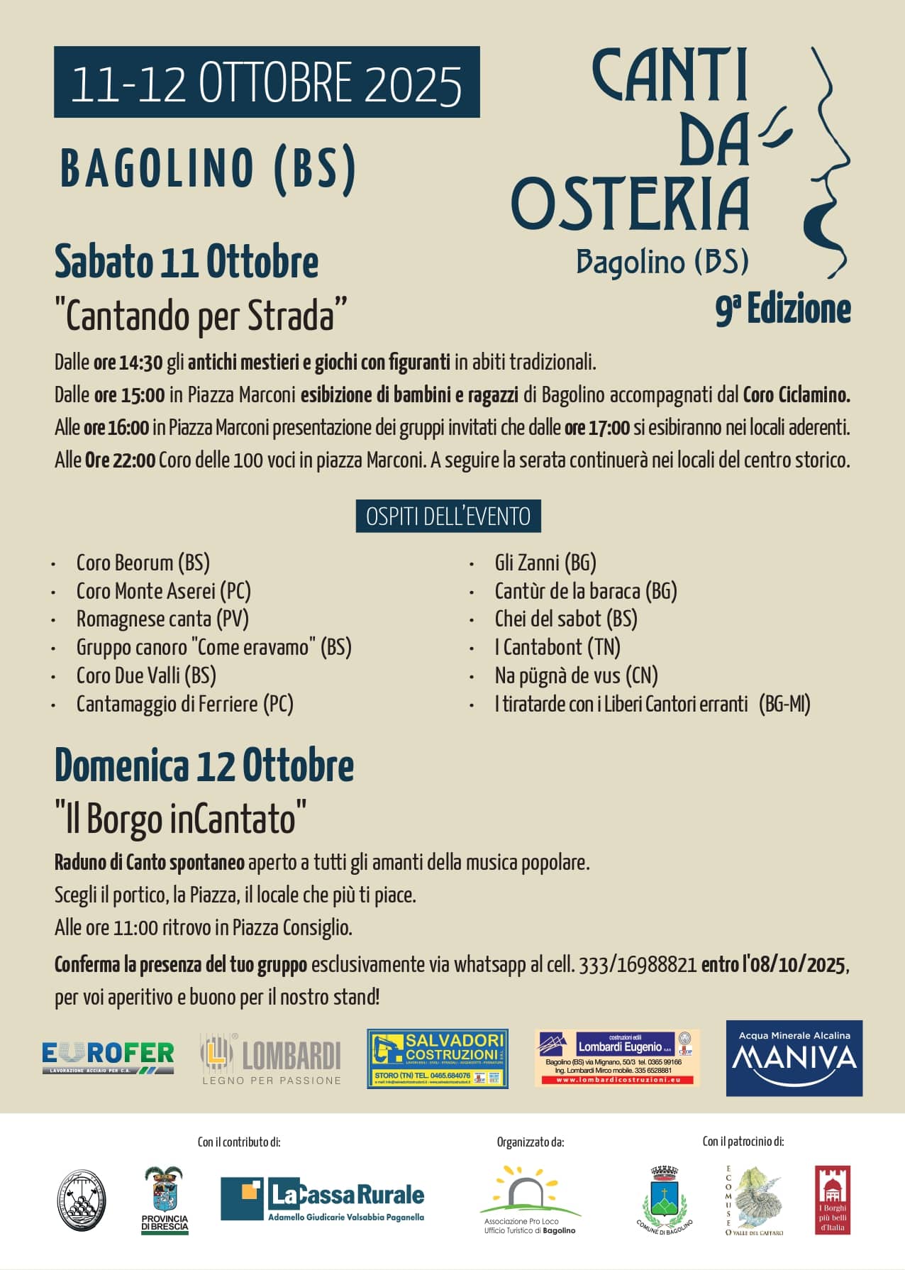 Locandina 9a Rassegna dei Canti d'Osteria