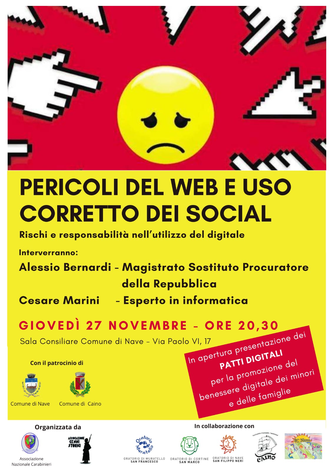 Locandina Pericoli del web e uso corretto dei social