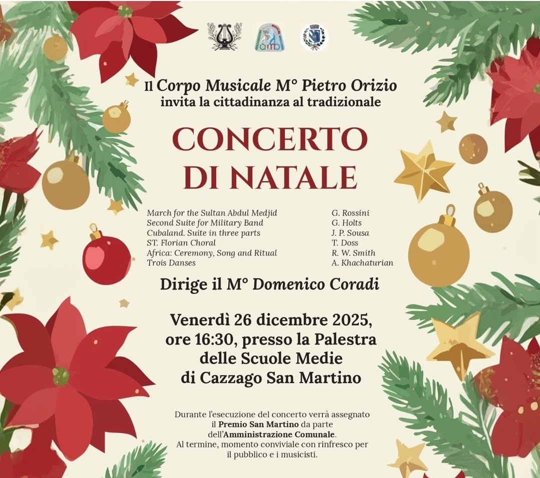 Locandina Concerto di Natale a Cazzago San Martino