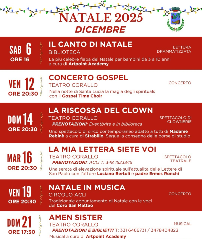 Locandina Calendario di Eventi Natalizi