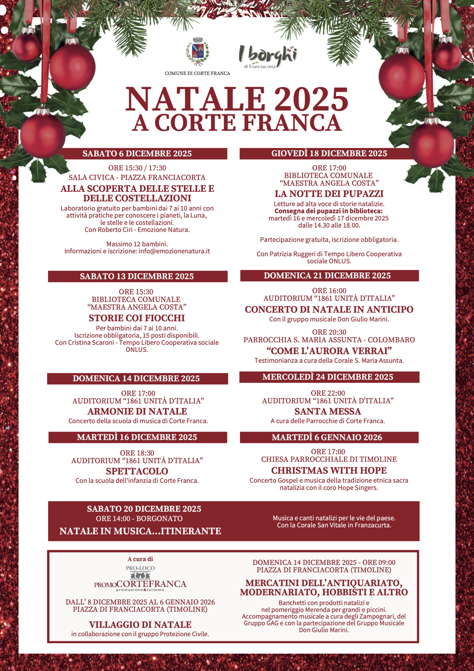 Locandina Natale 2025 a Corte Franca